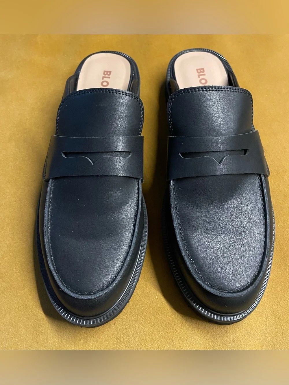 Blondo “Florenz” Penny Loafer Slides Black Water Resistant Leather 8
